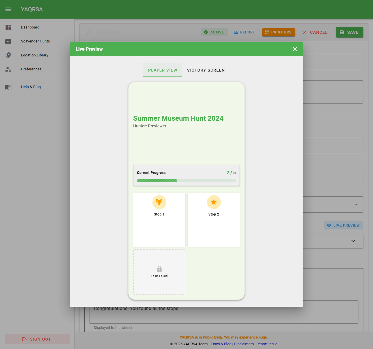 Live Preview - Player View